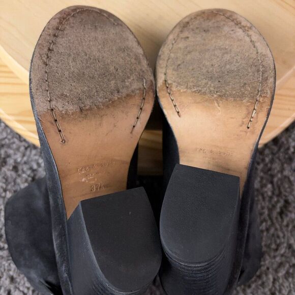 Rag & Bone Ryland Suede Ankle Boots Womens Size 7.5 Black Cap Toe Made in Italy - Picture 10 of 11